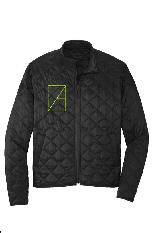 'ZA' (green) QUILTED JACKET- BLACK